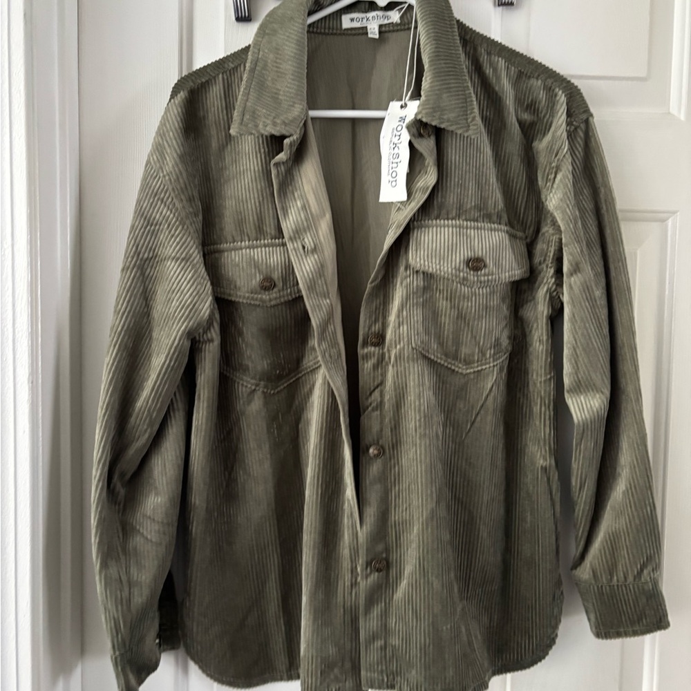 Workshop Republic Clothing Green Corduroy Shirt Jacket